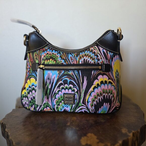 Dooney & Bourke Plumes Small Hobo NWT Rare Italian Coated Canvas - Picture 13 of 16